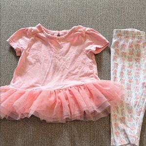 Pink Tulle Dress with Bunny Print Leggings